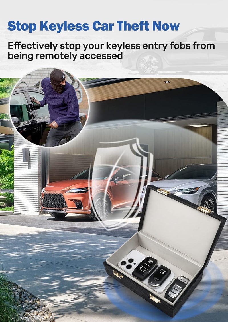 Samfolk Faraday Box & 2 Pack Faraday Bag, 8.42" x5.19" x 2.76" Faraday Key Fob Protector Cage, Signal Blocking Box Faraday Key Fob Protector Anti Theft for Car Keys Keyless Entry Car Key Protector - Image 2